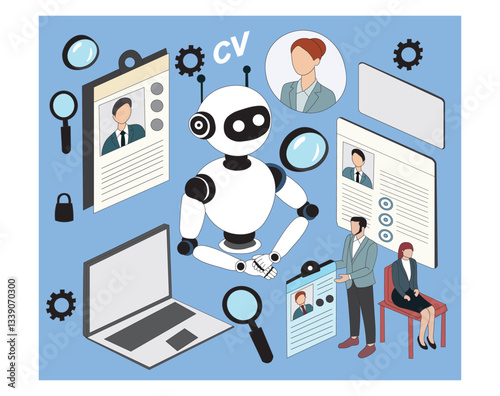 AI-Powered Recruitment and Resume Screening Concept. Artificial Intelligence in HR and Hiring Process.
