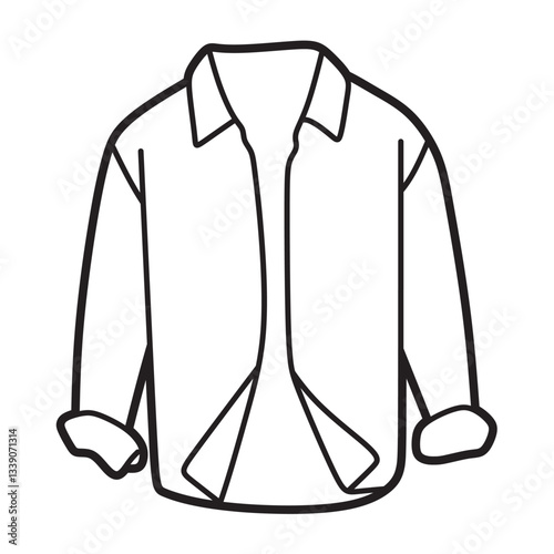 open long sleeve shirt, simple black and white vector