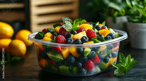 Wallpaper Mural Colorful Fresh Fruit Salad in Transparent Bowl Torontodigital.ca