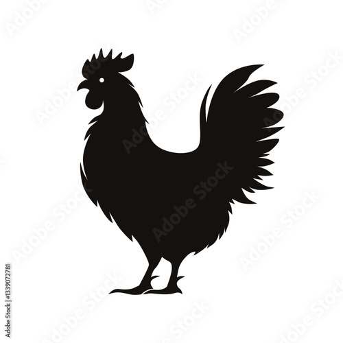 Chicken silhouette vector illustration on white background