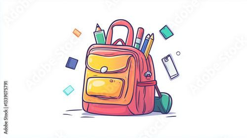 The neatly arranged school supplies within the backpack reflect a sense of readiness and preparation for the academic year.






