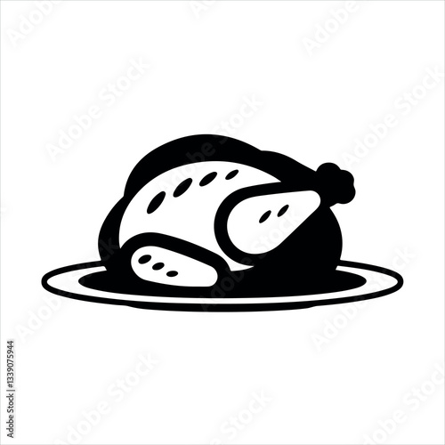 Roasted chicken or turkey on a plate Silhouette
