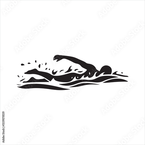 Silhouette of a swimmer diving into the water
