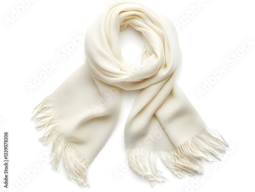 Soft and Luxurious Cashmere Scarf with Fringe Edges on White Background