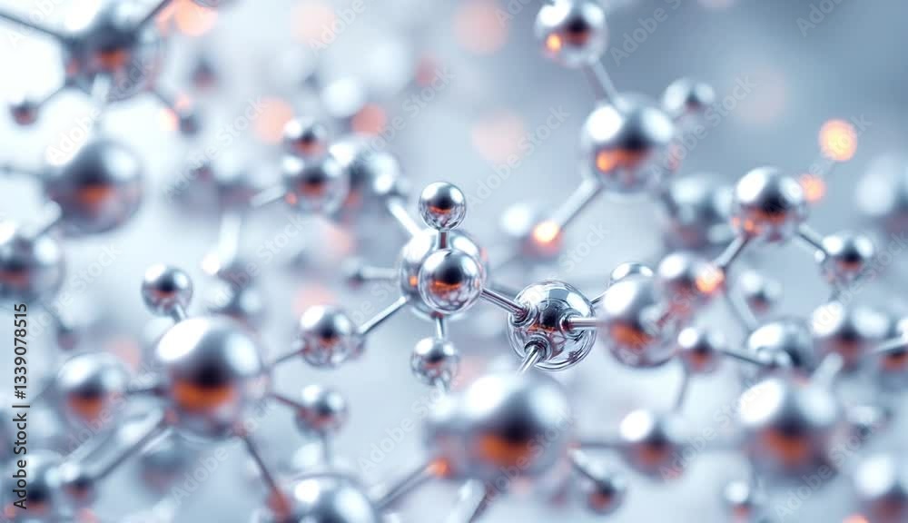 Molecular structure science design. Connections atoms nanotechnology concept. Healthcare pharmaceutical biotechnology research. Metal silver bokeh video