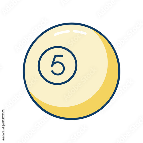 Number five billiard ball icon in yellow and white