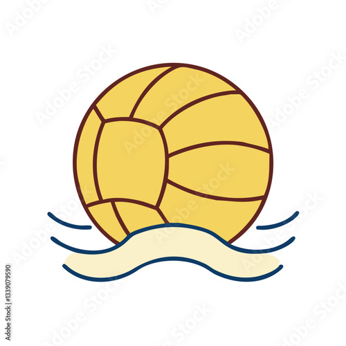 Water polo ball floating on water