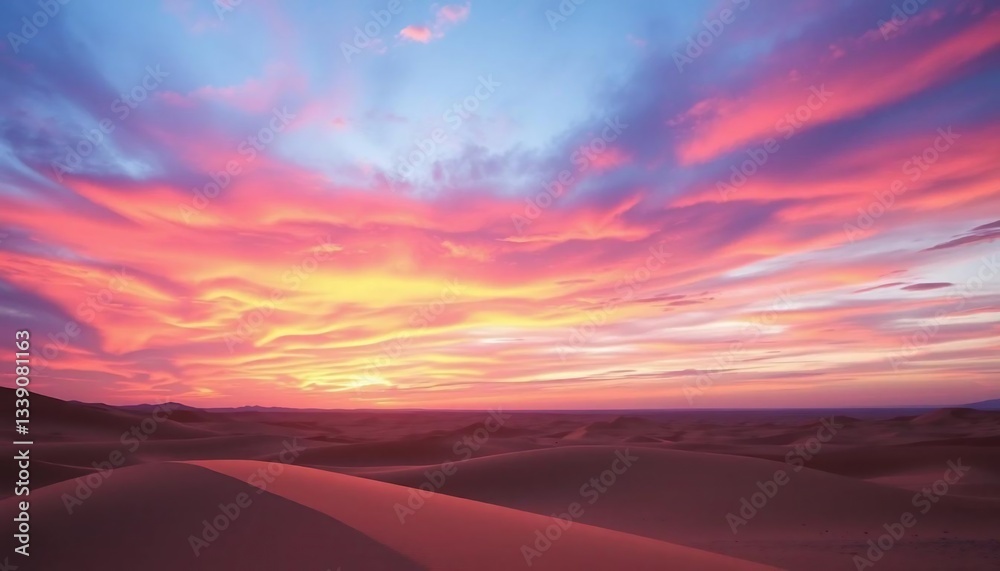 Vibrant Desert Sunset: A Canvas of Pink and Gold Hues Vibrant Desert Sunset: A Canvas of Pink and Gold Hues