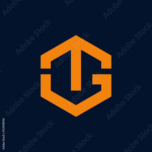 Orange Initial Logo On Dark Background