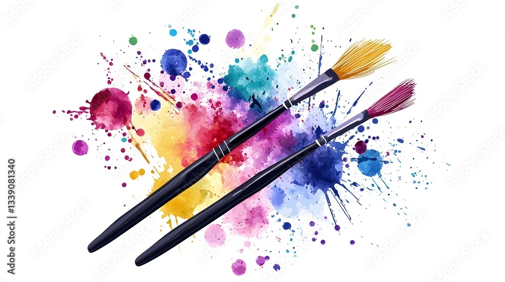 Fototapeta premium Vibrant watercolor paint palette with brushstrokes colorful splashes and dynamic fluid effects Creative abstract perfect for creative projects