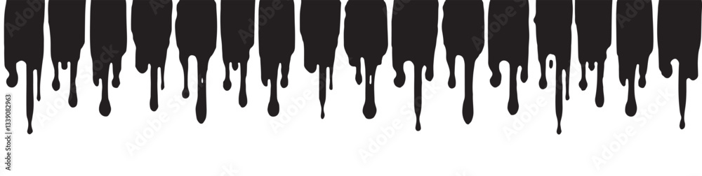 Horizontal black spots with dripping patterns black white and transparent background Horizontal black spots with dripping patterns black white and transparent background
