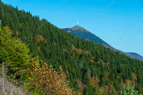 View on the Volcano Puy de Dome ,  Puy de Dome departement, Auvergne-Rhone-Alpes, France photo