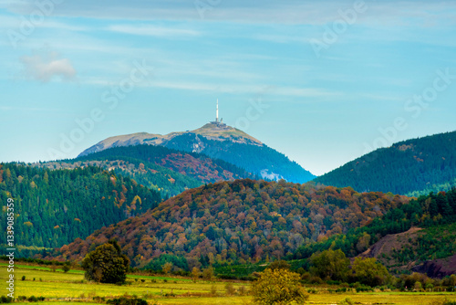 View on the Volcano Puy de Dome ,  Puy de Dome department , Auvergne-Rhone-Alpes, France photo