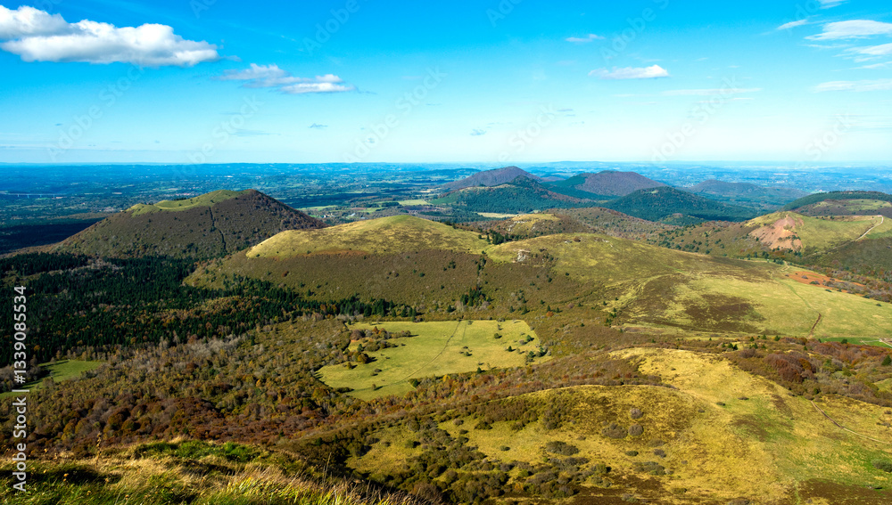 Fototapeta premium Regional natural park of Auvergne Volcanoes, Puy de Dome department, Auvergne-Rhone-Alpes, France