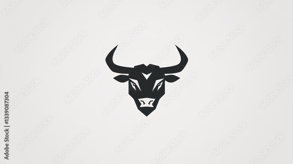 Bull head, strong, power, symbol, finance, background, white, logo Bull head, strong, power, symbol, finance, background, white, logo