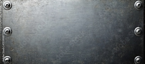 Large Wide Gray Metal Plate on Dark Gray Background, Industrial Aesthetic, Text Space at One End