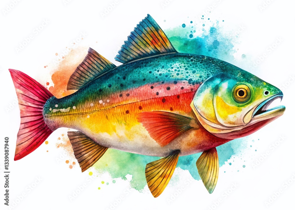 Fototapeta premium Bold Fish Minimalist Painting: Textured Brushstrokes Art Print