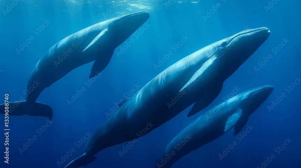 Obraz premium Majestic Whales in the Deep Blue Sea
