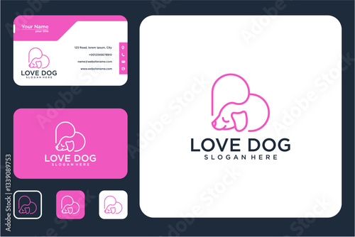 Pink Dog Logo Design On Business Cards