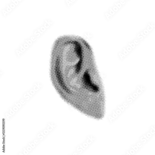 Human ear with halftone effect for trendy collage design