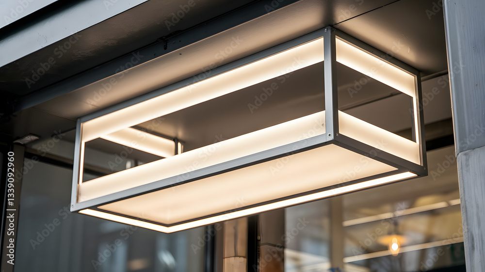Obraz premium Modern ceiling lights with rectangular glowing panels, sleek and minimalist design.