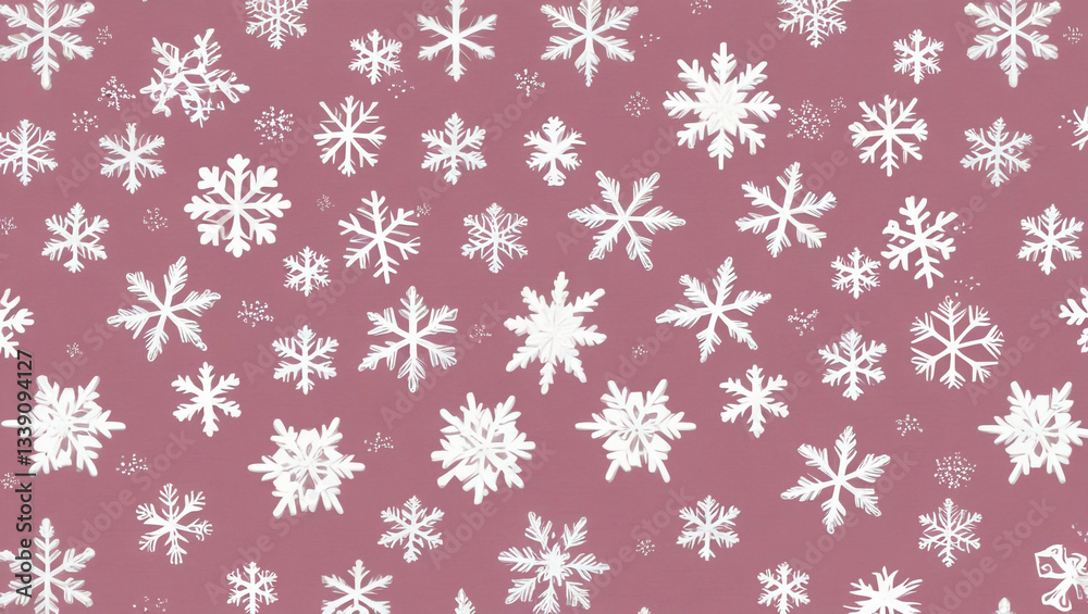 Pink Background with White Snowflake Pattern Pink Background with White Snowflake Pattern