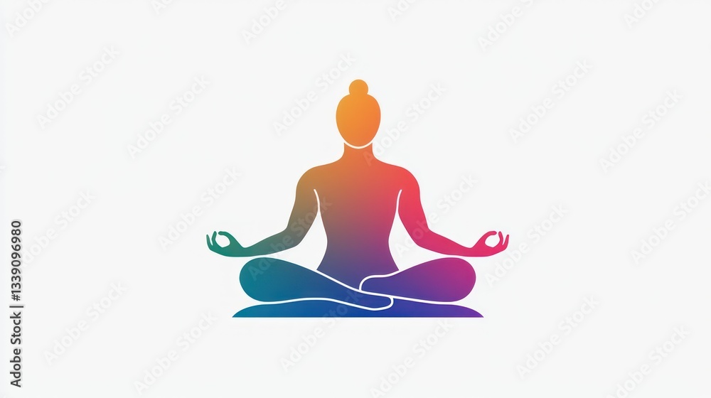 custom made wallpaper toronto digitalVibrant Silhouette of a Meditating Person with Colorful Gradient Effect