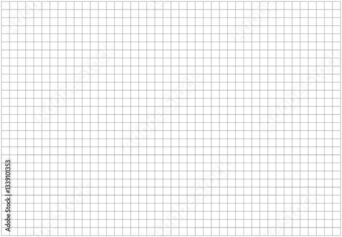 Squared wide grid paper. Notebook sheet blank mockup. Mathematics pattern. Black grid texture. Typography template for making notebooks production for school. Education backdrop.