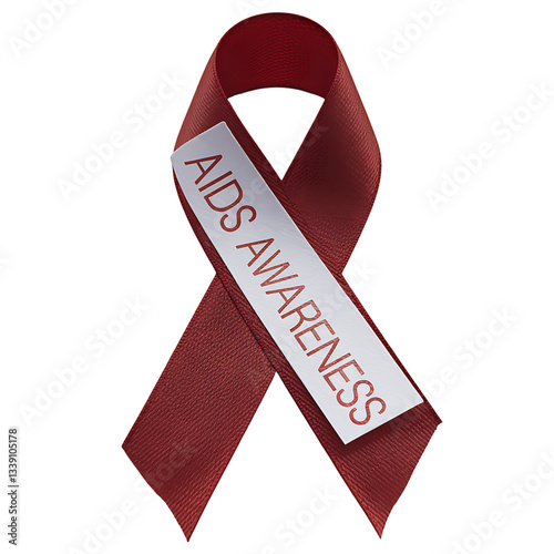 Red AIDS Awareness Ribbon Isolated on Transparent Background