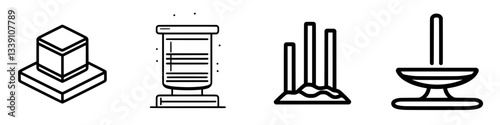 Symbols of traditional craftsmanship displayed on a wooden table in a cozy workshop environment