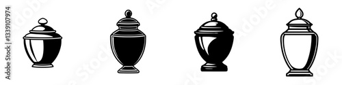 Elegant urn designs vary in shape and style for decorative purposes in home decor or memorial settings