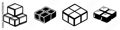 Unique designs of geometric cubes in various arrangements showcasing minimalistic shapes and artistic variations