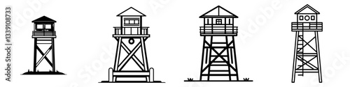 Various designs of lookout towers showcasing unique architectural styles and features