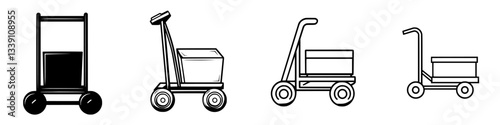 Various types of carts suitable for transporting goods in different settings
