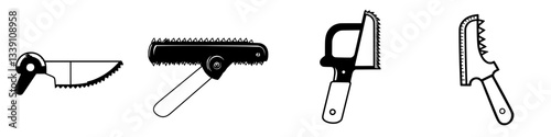 Different types of hand saws displayed on a neutral background for woodworking and cutting tasks