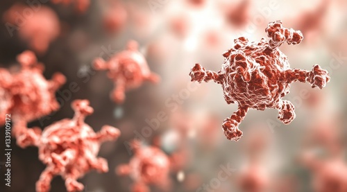 Monoclonal Antibody detailed medical representation, 3D model on blurred background, medical research photo