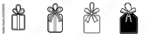 Creative gift designs featuring various styles of wrapped boxes and tags for celebration events