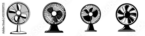 Vintage fan designs showcasing different styles and shapes in a minimalist layout