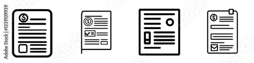 Collection of business documents featuring invoices, receipts, and reports for professional use in a corporate environment