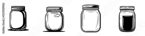 Various styles of jars displayed in a simple arrangement highlighting their diverse shapes and sizes