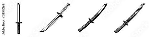 Various traditional sword designs featuring distinct shapes and styles suitable for martial arts or display purposes