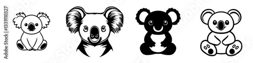 Cute koalas in various artistic styles showcasing their charm and personality