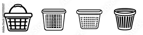 Various types of baskets and containers illustrated for everyday use in home organization and storage solutions