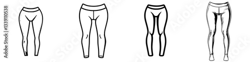Various styles of leggings displayed in a simple line art design during a fashion concept meeting