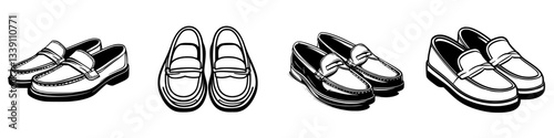 Stylish loafers displayed in a variety of designs and colors on a white background showcasing footwear trends