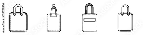 Design variations of reusable bags and locks showcasing different styles and closures for eco-friendly shopping solutions
