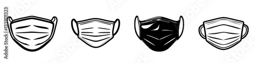 Various styles of face masks displayed against a plain background showcasing their designs and versatility