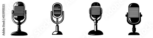 Vintage style microphones in various designs showcasing the evolution of audio technology