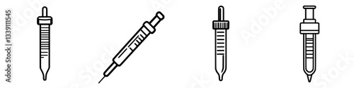 Various types of syringes and pipettes used in laboratory settings for precise liquid handling tasks