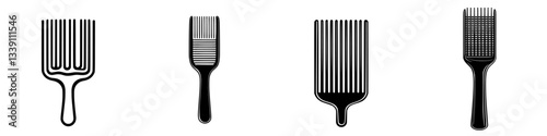Unique styles of combs displayed in a minimalist layout showcasing diverse designs and purposes for hair grooming